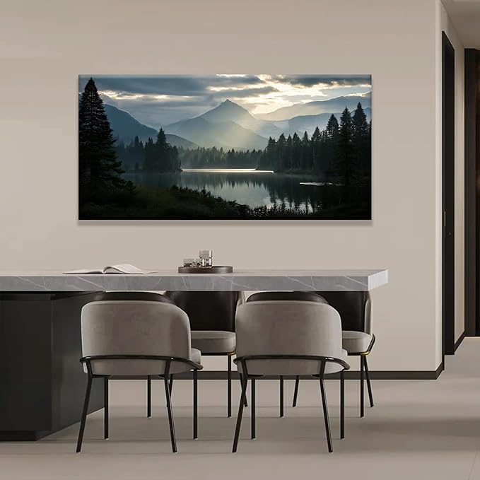 Large Wall Art For Living Room Canvas Art Wall Decor For Office Wall Decorations For Bedroom Forest River Landscape Paintings Modern Pictures Artwork 24x48 In