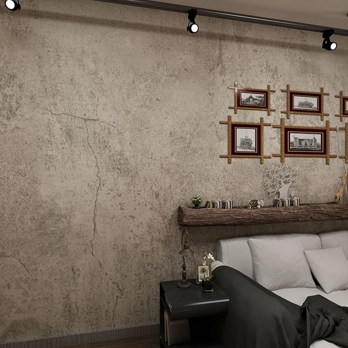 16"×354" Extra Thick Light Grey Concrete Wallpaper Peel and Stick 3D Faux Concrete Cement Contact Paper DIY Industrial Matte Textured Vinyl Wrap Removable Wall Sticker Bedroom Basement Garage