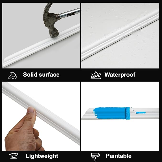 4 Sets Pre-Cut Wainscoting Panels 16”x16” Picture Frame Molding Peel and Stick Wall Molding kit Self Adhesive Molding Trim for Walls (40x40cm)