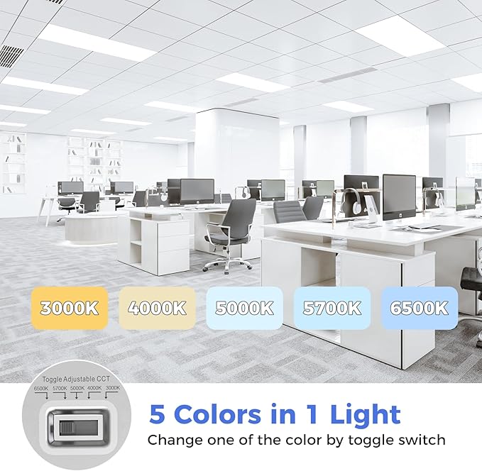 AIKVSXER 30 Pack 2x4 LED Flat Panel Light - Selectable 5 CCT 3000K-6500K & 5 Wattage 30-70W 7700Lm 0-10V Dimmable 2x4 led Drop Ceiling Lights 120-277V for Commercial and Home