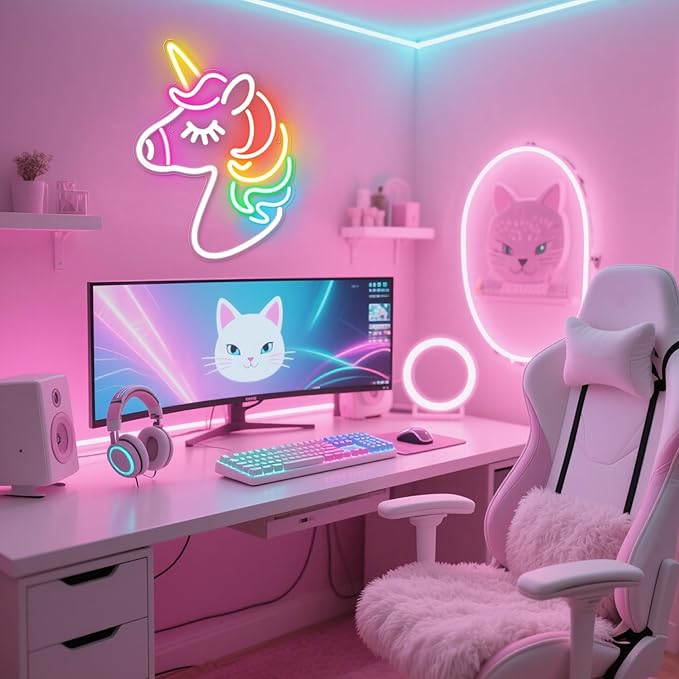 Kavaas Neon Unicorn Sign 13.8" x 10.7", LED Unicorn Neon Lights for Girls Room Office Dorms - Best Gifts for Birthday, Christmas, Unicorn Lovers, Kids