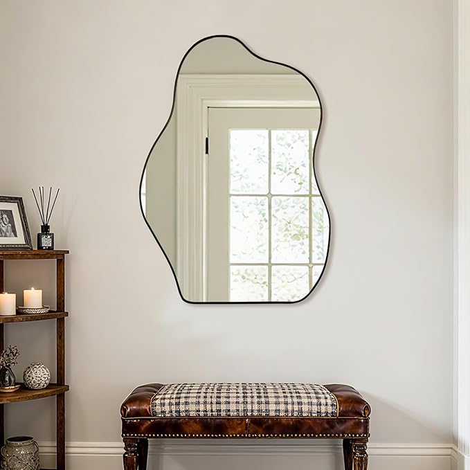 BOMINICA Irregular Wall Mirror - Asymmetrical Mirror for Bathroom, Living Room, Entryway, Bedroom - 20" x 28"