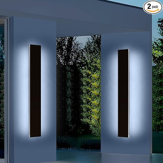 Mikeru Upgraded 2 Pack 47.2" Long & 4.3" Wide LED Wall Sconce, 10%-100% Dimming + 3000K-6000K Adjustable, IP65 Waterproof Outdoor Light Fixtures Cover US Junction Box for Porch, Garage, Basement