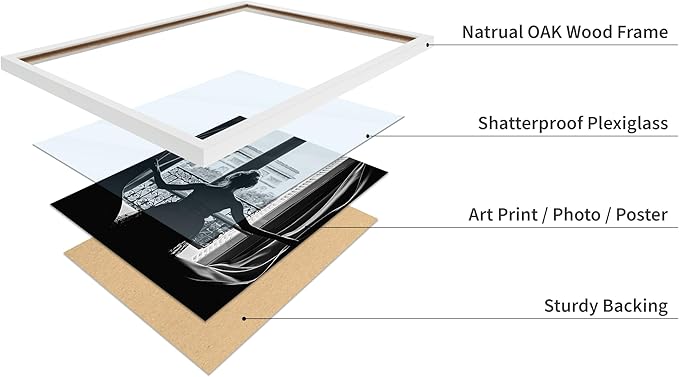 Poster Master Vintage Photograph Poster - Retro Minimalist Print - Girl In The Open Window, Black & White, Simple - Gift for Artist, Friend - Wall Decor for Living Room, Dorm, 8x10 White Framed