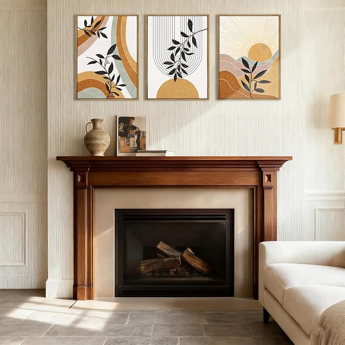 BINCUE Boho Line Wall Art Abstract Plant Wall Decor Mid Century Artwork for Living Room Bedroom Office 12"x16" Set of 3