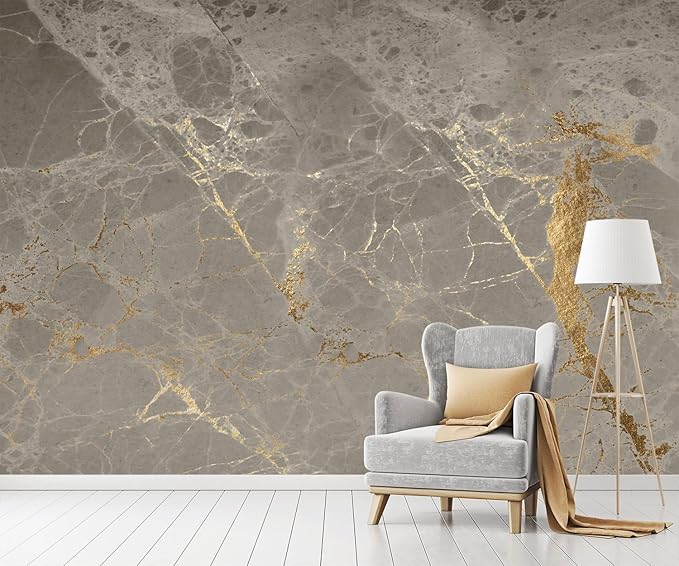 -Gold Abstract Marble Texture Bedroom Wallpaper XT15 L 180" x 115"