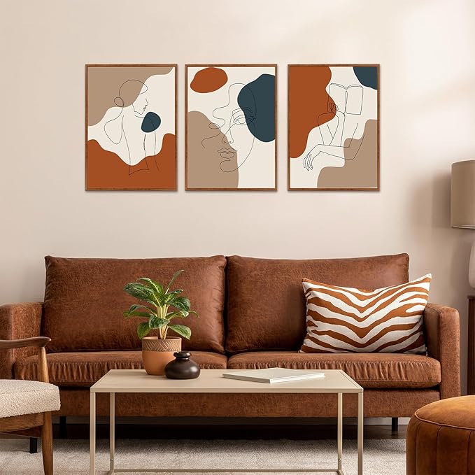 LHIUEM Abstract Woman Body Line Art Prints Elegant Framed Wall Decor Set of 3(12”X16”)Bookish Salon Canvas Wall Art Metal Esthetic Body Decor Boho Abstract Feminine Silhouette Art for Bedroom Bathroom