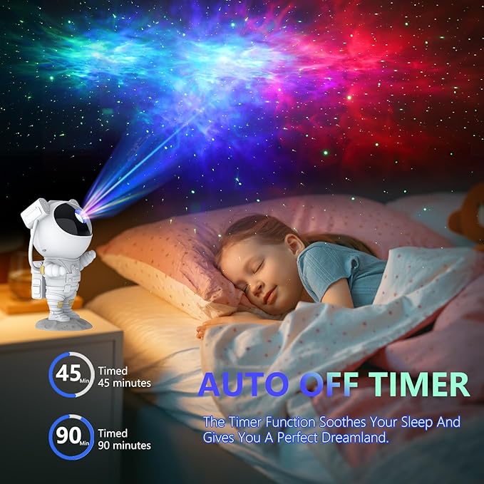 Astronaut Star Projector Galaxy Light with Timer and Remote Control, 360° Adjustable Starry Night Light Projector for Baby/Kids/Adults/Bedroom/Party/Home Decor/Game Room (White)
