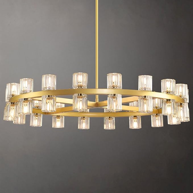 36" K9 Crystal Chandeliers, Gold Round Chandelier for Dining Room, Living Room, Dining Chandelier Over Table, Sutable for Bedroom,Foyer, Entryway, Stairs, Kitchen Includes Bulbs