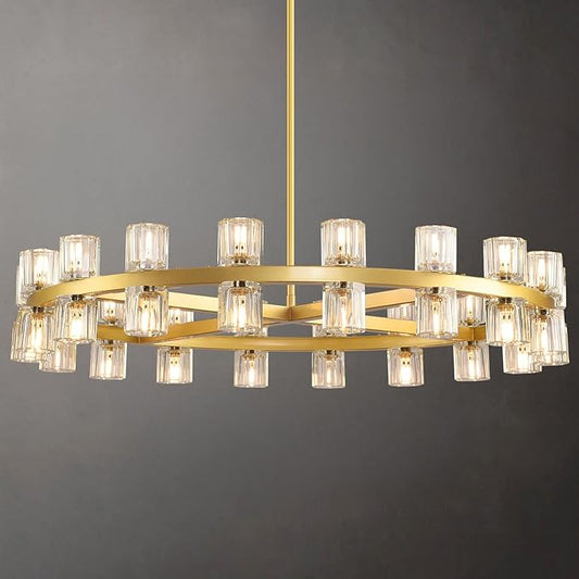 36" K9 Crystal Chandeliers, Gold Round Chandelier for Dining Room, Living Room, Dining Chandelier Over Table, Sutable for Bedroom,Foyer, Entryway, Stairs, Kitchen Includes Bulbs