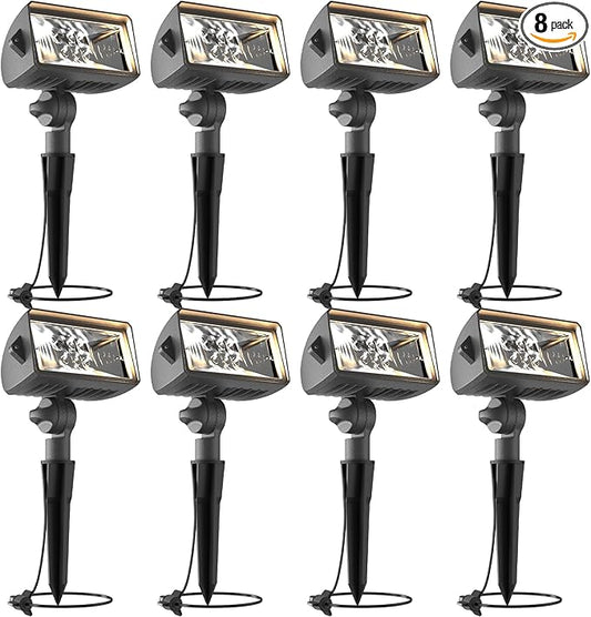 VENUS MANUFACTURING 8 Pack Low Voltage Wall Wash Lights 12V LED Landscape Lighting 18 Watt 600 Lumen Flag Light 2700K Warm White Metal Outdoor Spotlight Black Trees Light for Garden & Yard