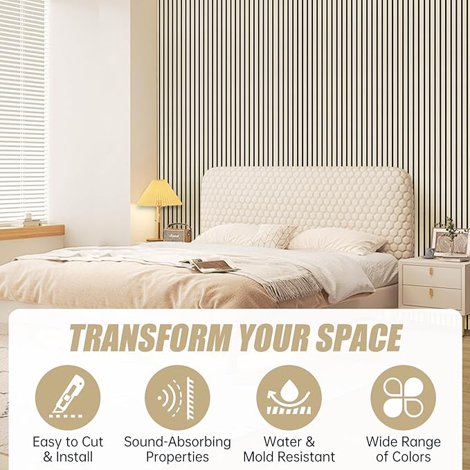 4 Pack 94.5" × 11" Wood Panels for Wall, Acoustic Soundproof Wall Slat Panels, 3D Wall Panels for Home Office Decoration,Natural Oak