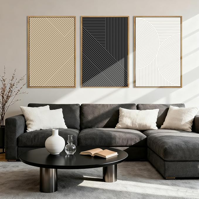 Anyzal Neutral Wall Art Modern Abstract Wall Decor Minimalist Boho Artwork 16x24 Inch Set of 3 for Living Room Bedroom Dining Room