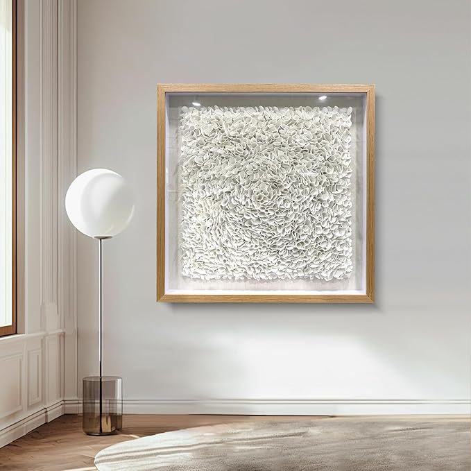 BrightA Minimalist 3D Wall Art Large Wall Art Artwork for Walls White Textured Wall Sculpture with Embossed Patterns Modern Abstract Artwork for Living Room Office Decor 31.5"x31.5"