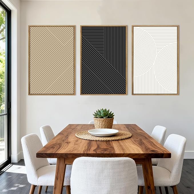 Anyzal Large Neutral Wall Art Modern Abstract Wall Decor Minimalist Boho Artwork 24x36 Inch Set of 3 for Living Room Bedroom Dining Room