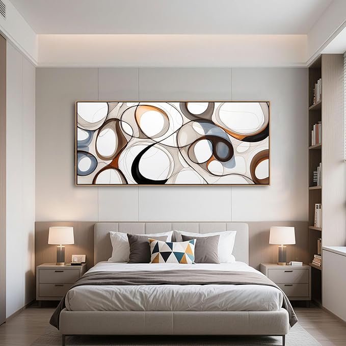 Large Modern Wall Art for Lving Room-Textured Abstract Canvas Wall Art Framed Artwork for Walls Bedroom Wall Decor Above Bed Brown and Blacke office Decorations
