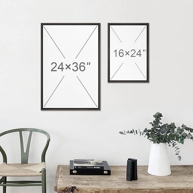 MUDECOR Framed Canvas Print Wall Art Bauhaus Art Prints Abstract Mid Century Modern Wall Art Minimalist Decor for Bedroom - 16"x24"x3 Black