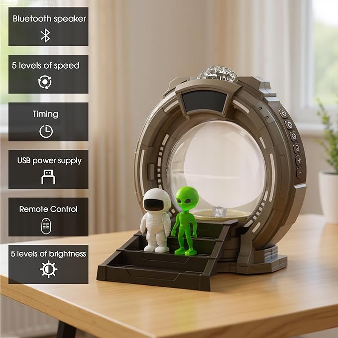 L LOHAS LED Galaxy Projector Night Light, Space Portal Night Light with Static Electricity Ball with Stargate, White Noise Sound Machine, Bluetooth Music, Clock/Timing Globe Lamp for Bedroom