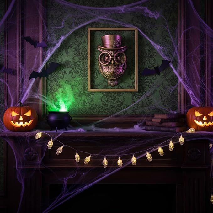 Animal Heads Wall Decor (Includes Metal Frame) Halloween Resin Animals Sculptures Head Wall Hanging Decoration Gold vintage Wall Sculpture for Living Room Bedroom Office(Owl)