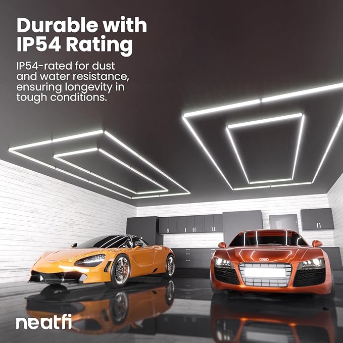 Neatfi LED Super Bright Garage Light, 35,200 Lumens, Ceiling Lighting for Auto Shops, Gym, Basement, Warehouse, Barber and Beauty Salons (2 Rectangles, Cool White)