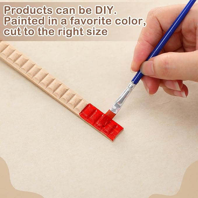 Nuanchu 12 Pcs Unfinished 3D Decorative Wood Trim Molding 15.75 Inch Decorative Wood Molding Cute DIY Trim for Home Wall Cabinet Shelf Window Door(Wavy,14mm)