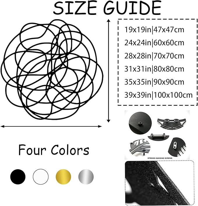 OSTCAL Abstract Wall Art, Abstract Metal Wall Art, Metal Line Art Wall Decor, Metal Minimalist Wall Art, Metal Wall Decor, Wall Decor Living Room, Bathroom Wall Decor (White, 35x35in|90x90cm)