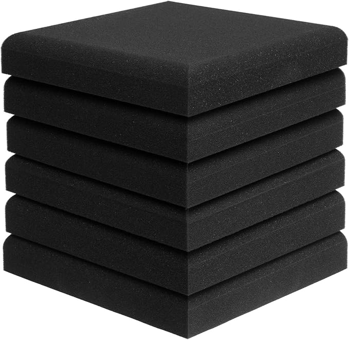 JBER Acoustic Studio Foam, 6 Pack 2" X 12" X 12" Round C-Panel Sound Foam Panels Soundproofing Treatment Studio Wall Padding Sound Absorbing Fireproof Pyramid Wedge Tiles