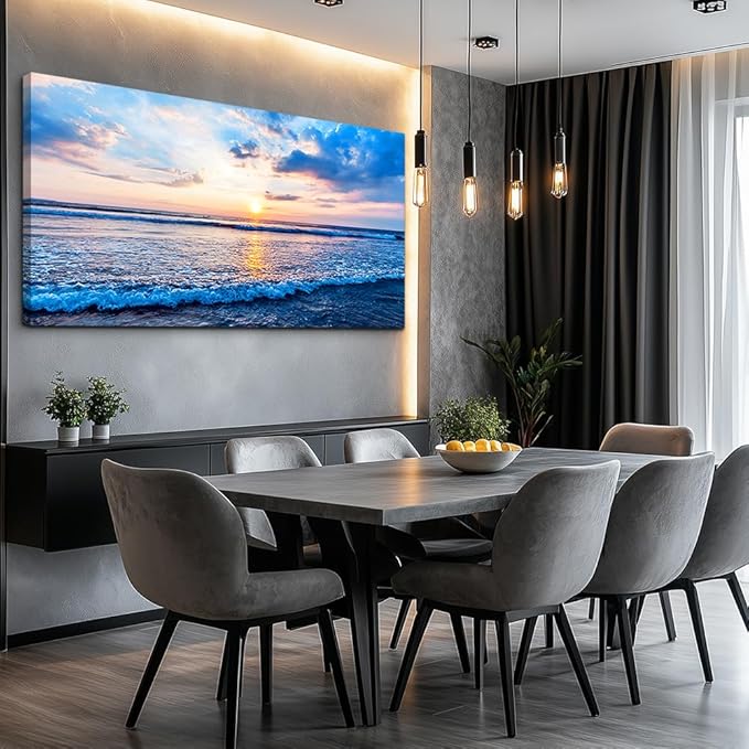 Canvas Wall Art for living room blue beach ocean sea waves landscape Wall Decor Ready to Hang Home Decorations bedroom kitchen bathroom inspirational Canvas prints posters painting wall mural Artwork