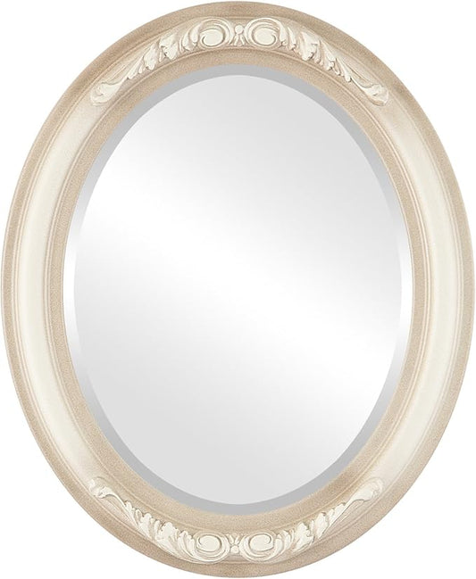 OVALCREST Oval Beveled Wall Mirror for Home Decor - Florence Style - Taupe - 32" x 26"