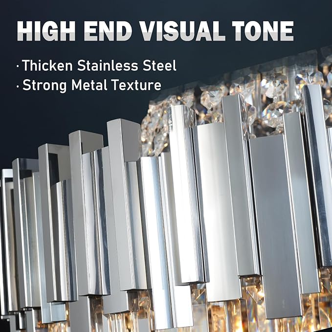 Modern Chandeliers for Entryway Foyer High Ceiling Round Long Crystal Lighting Fixtures Hanging Chandelier Chrome for Living Room Foyer Entrance Dining Room Bedroom