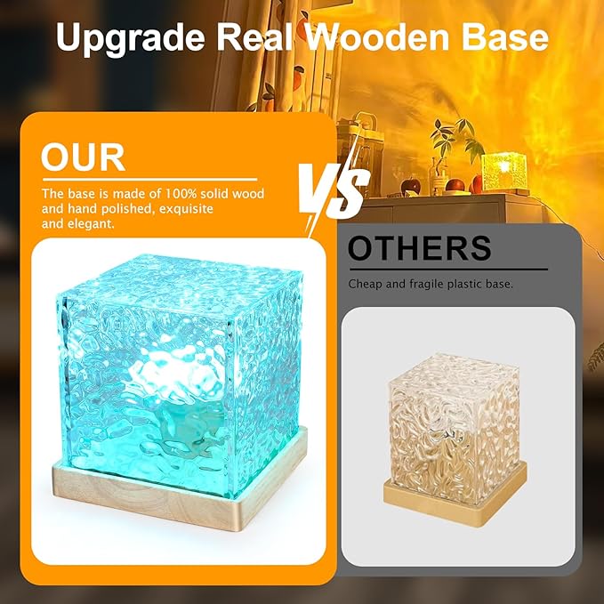 Northern Lights Projector Rechargeable,Mood Lighting Ambient Lighting Ocean Wave Projector with 16 Colors and Dynamic Ripple Effect for Living Room Bedroom Decor - Cordless