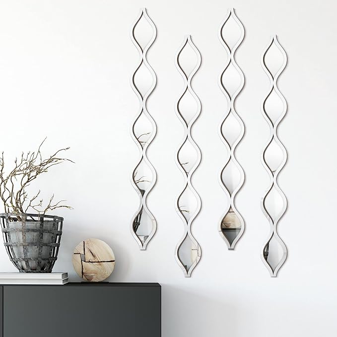 Qunclay Teardrop Mirror Wall Art Decorative Mirror Wall Decor Long Narrow Art for Apartment Living Room Bathroom Bedroom Entryway