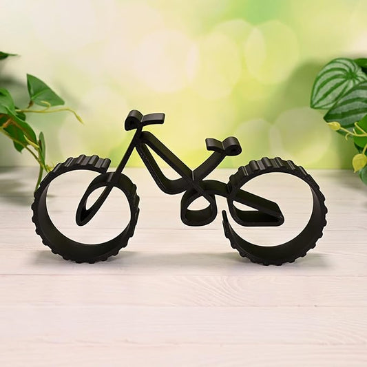 Bicycle & Cyclist Sculpture – Minimalist Decorative Accent for Cycling Enthusiasts & Modern Home Decor | Collectible Design (Mountain Bike Matte Black)
