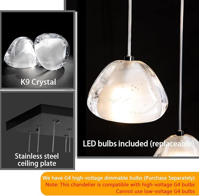 24-Lights Modern Rectangular Crystal Chandelier LED Raindrop Ceiling Pendant Light Crystal Lighting Fixture for Living Room Hotel Staircase Hallway Foyer Entryway Bedroom Black