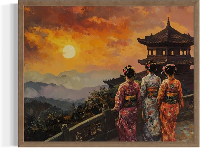 Taiwan Art Print Poster, Asia Oriental Countries Culture Wall Art Asian Paintings for Bedroom Bathroom Living Room Decor 97 (Taiwan, 16 x 20 inches, Wood Frame)