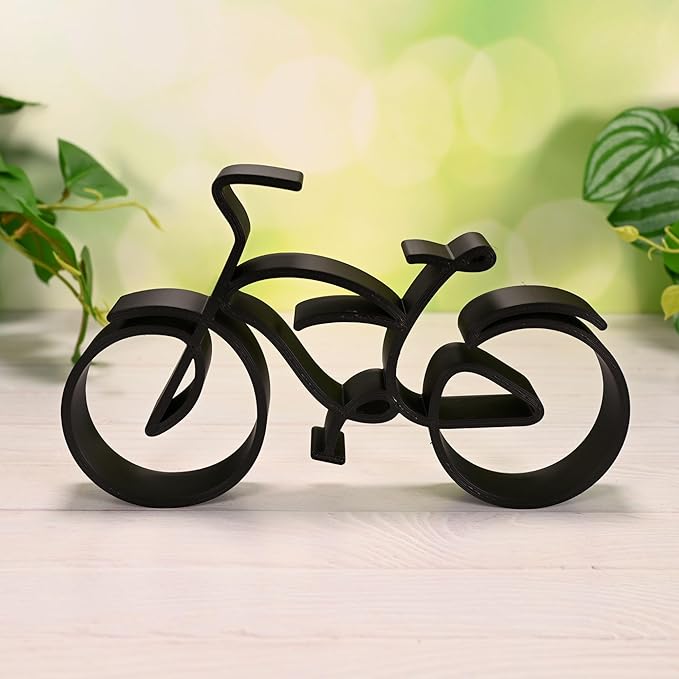 Bicycle & Cyclist Sculpture – Minimalist Decorative Accent for Cycling Enthusiasts & Modern Home Decor | Collectible Design (Beach Cruiser Matte Black)