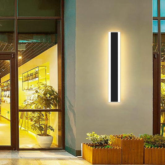 Modern 23.6inch Outdoor Wall Light, 3000K Black Acrylic Exterior Lighting Fixtures Wall Mount, Ip65 Waterproof Modern Porch Lights Outdoor Wall Sconce, Led Long Outdoor Lights for House Hard-Wired