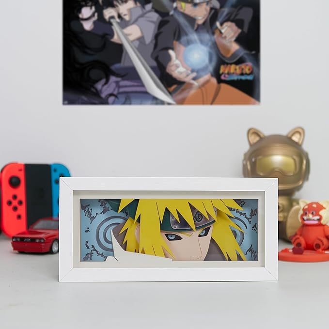 Anime LED Light Box, Manga Shadow Box Frame, Paper Cut, Table Lamp for Anime Enthusiasts, RGB Multi Color, Night Light for Room Decor, Unique Anime Desk Decor (Minato)