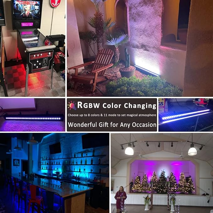 New Upgraded Wall Washer LED Lights 3.2ft/40 Linkable 108W RGBW Color Changing Wash Lights with RF Remote & Switch Control, 120V, 10x60° Beam Angle, Dimmable &Timing&11 Modes LED Light Bar