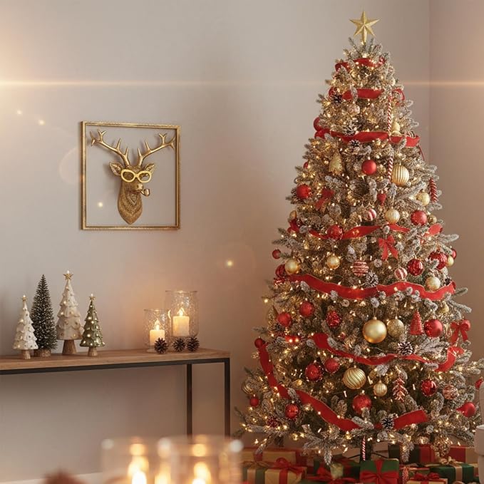 Newinhome Animal Heads Wall Decor (Includes Metal Frame) Resin Animals Sculptures Head Wall Hanging Decoration Gold vintage Wall Sculpture for Living Room Bedroom Office(Deer)