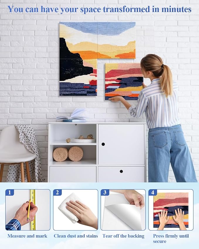 4 Pack Art Acoustic Wall Panels Self-Adhesive, 16" X 16" X 0.5" Acoustic Panels Decorativos Para Pared, Soundproof Wall Panels for Studio, Home & Living Room - Landscape painting