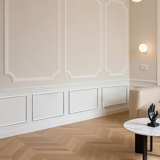 6 Sets Peel and Stick Wall Molding Kit, 16''x24'' Premade Wainscoting Accent Panels for Interior Wall Trim, Easy DIY Moulding Decor