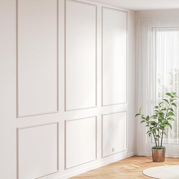 3 Sets Peel and Stick Molding Trim for Walls, Pre-Cut Wainscoting Panels 54x24 Inch Peel and Stick Wall Molding Kit, Self Adhesive Molding Trim for Walls,White Wall Moulding Trim Kit
