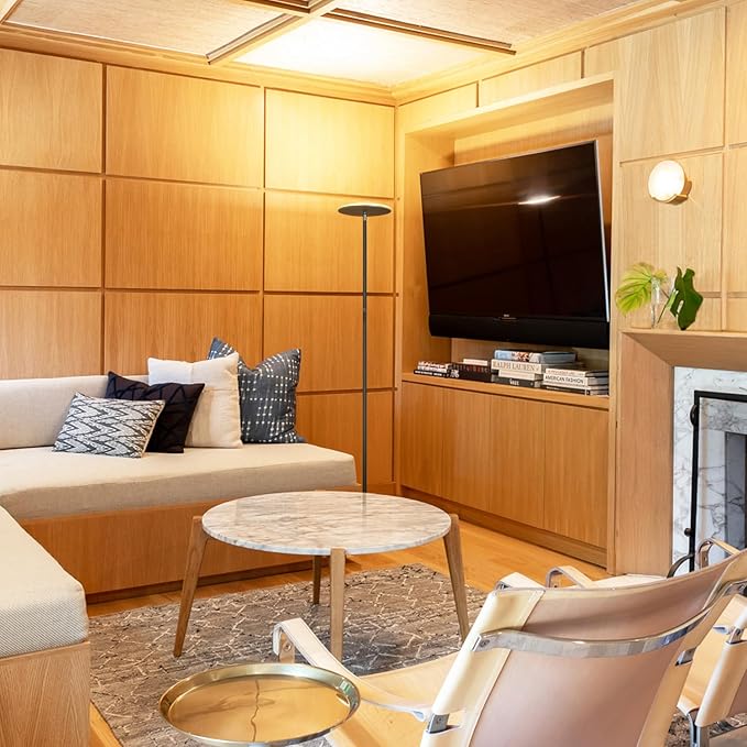 Brightech Sky LED Torchiere Super Bright Floor Lamp - Contemporary, High Lumen Light for Living Rooms & Offices - Dimmable, Indoor Pole Uplight for Bedroom Reading - Black