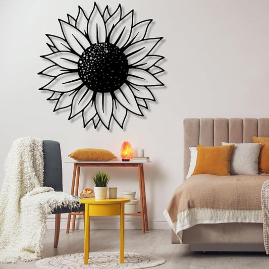 3D Metal Sunflower Wall Art, Sun Flower Home Decor, Housewarming Gift (35.4"Wx35.4"H/ 90x90 cm, Black)
