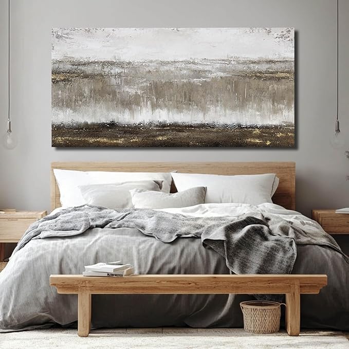 Black Painting Traditional Wall Decor Abstract Wall Art Large Pictures Grey Wall Decorations Vintage Walls for Living Room Dining Room 24"x48"