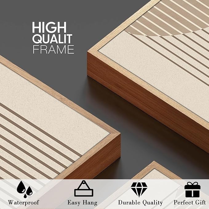 Anyzal Large Abstract Wall Art Boho Geometric Artwork Neutral Modern Wall Art 24x36 Inch for Living Room Bedroom Office Set of 3