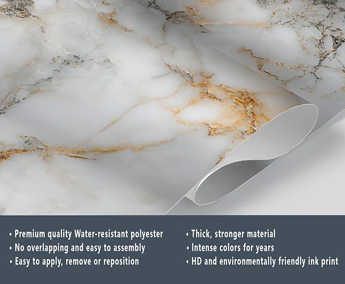 Modern Stylish Marble Mural Wallpaper, 3D Marble Murals, Abstract Cracked Texture Murals, Large Wallpaper for Living Room Bedroom Kids Room Home Decor Mural (Not Peel Stick)