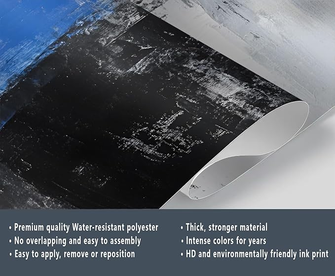 Black White Blue Mural Wallpaper, Abstract Geometric Graffiti Murals, Modern Fashion Art Murals, Wallpaper for Living Room Bedroom Boy Girl Room Home Decor Mural (Not Peel Stick)