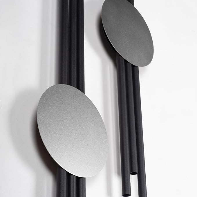 ARTEPERA Antique Lines Metal Wall Art Set of 2 - Modern & Unique Wall Decor, Metal Wall Sculpture for Living Room, Bedroom, Office - Vertical Geometric Wall Decor (Black - Silver, 23.5" x 6.7")